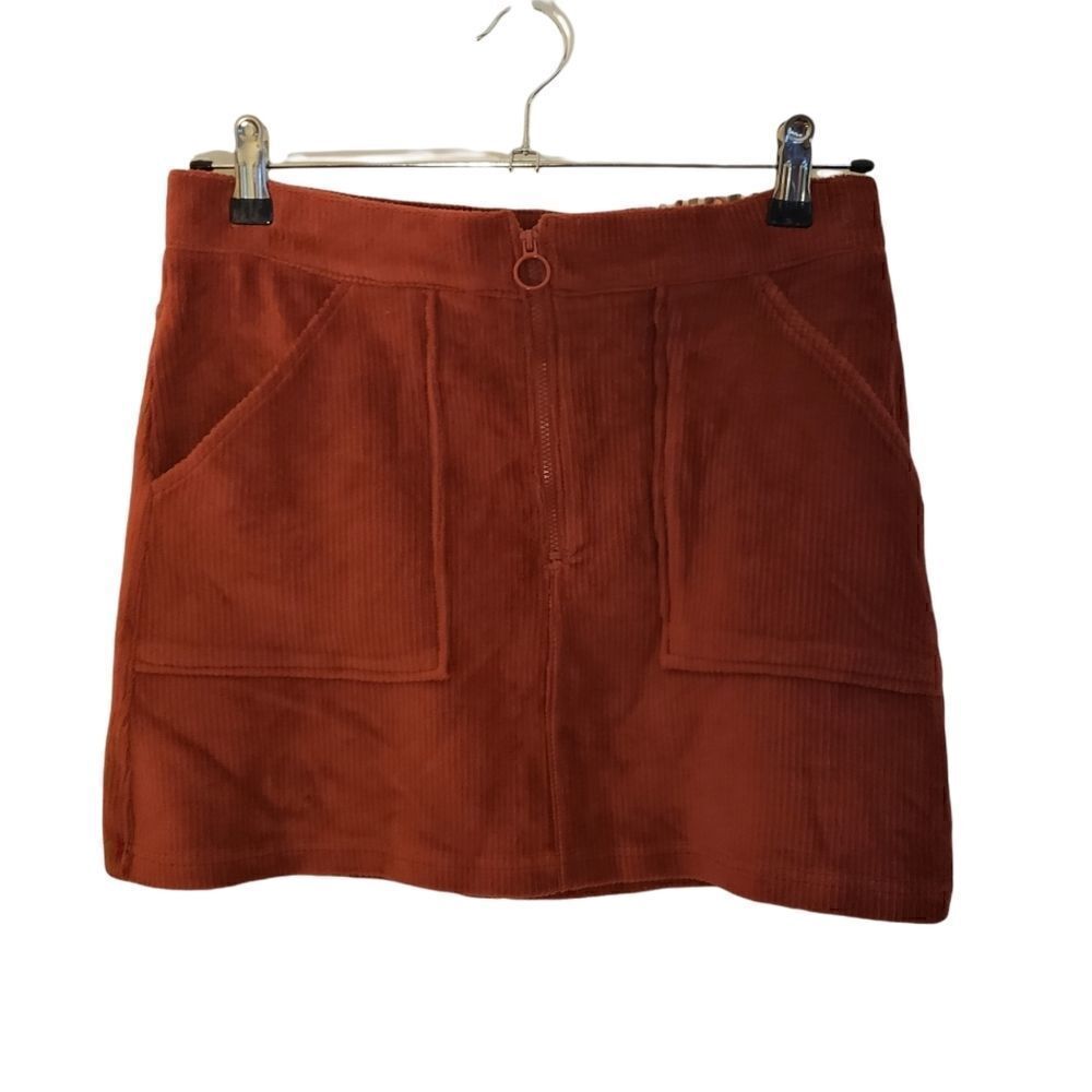 Rewash Corduroy A-Line Partial Front Zip Mini Skirt